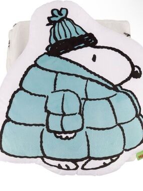 NWT Snoopy Winter Puffer Plush Pillow & Blanket set